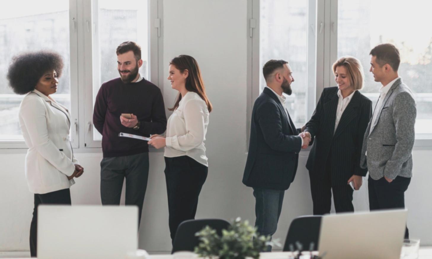 Business professionals analyzing marketing data and strategy documents